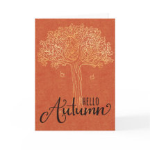 Hola Tarjeta de Otoño - Hermoso Árbol Dorado