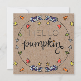 Hola tarjeta de saludo de caída de calabaza