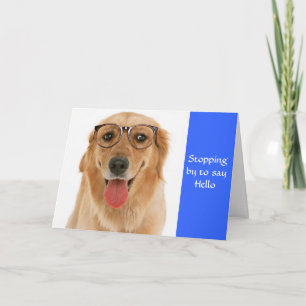 Hola tarjeta de saludo Dog & Glasses Golden Retrie
