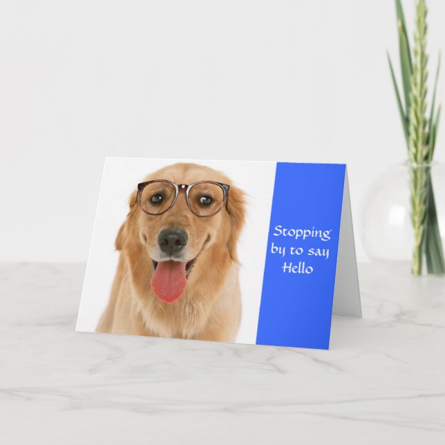 Hola tarjeta de saludo Dog & Glasses Golden Retrie (Anverso)