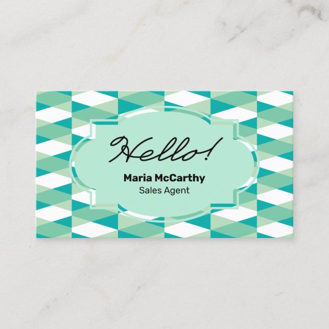 ¡Hola! Tarjeta de visita Herringbone moderna (Anverso)