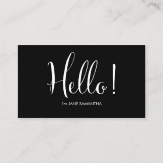 ¡Hola! Tarjeta de visita negra minimalista