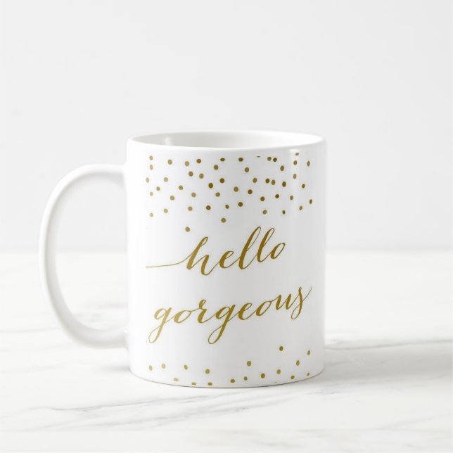 "Hola" - taza blanca clásica magnífica (Izquierda)
