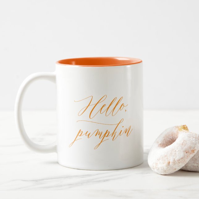 Hola taza de café de la caída de la calabaza (Con donut)