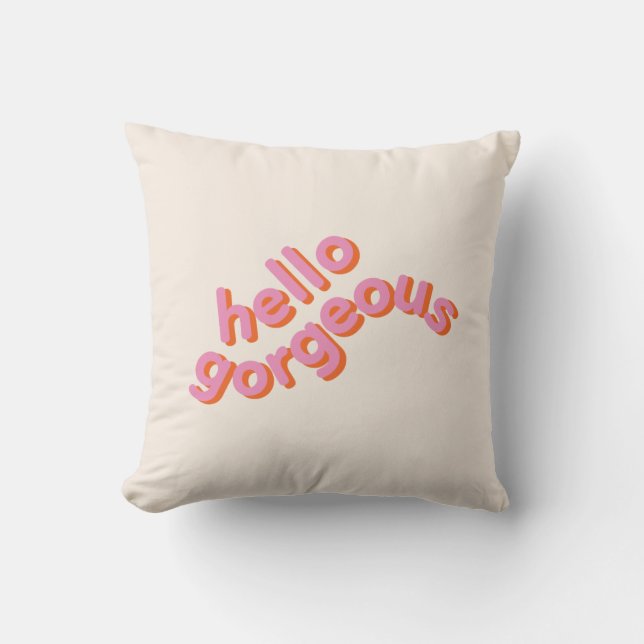 Hola tipografía rosada linda magnífica, almohada (Anverso)
