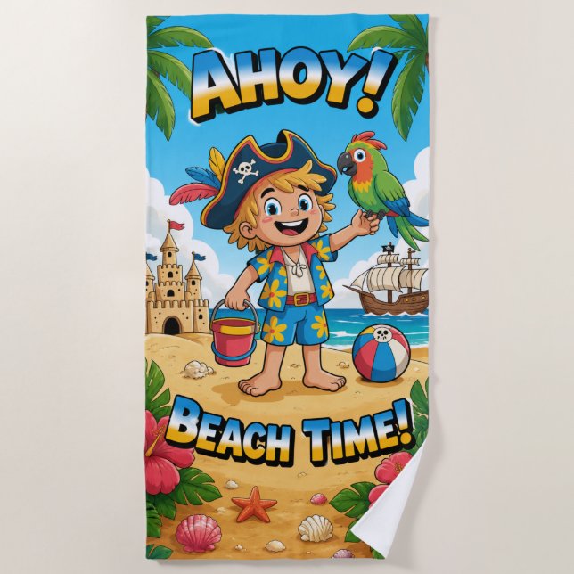 ¡Hola! Toalla de Playa Tiempo de Playa (Anverso)