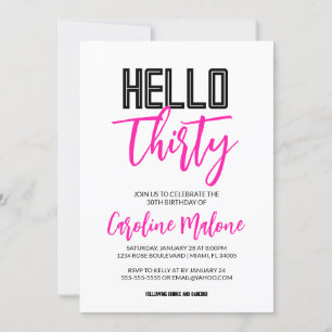 Hola Treinta Invitación de Cumpleaños