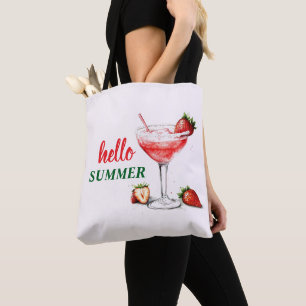 Hola Verano Bolsa Tote Cóctel de Fresa
