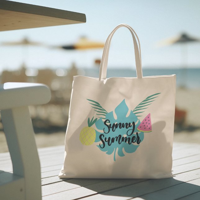 Hola Verano con Bolsa Tote Tropical Flamenco (hello summer, beach tote bag, vacation tote bag, school tote bag, colorful typography, gift for her)
