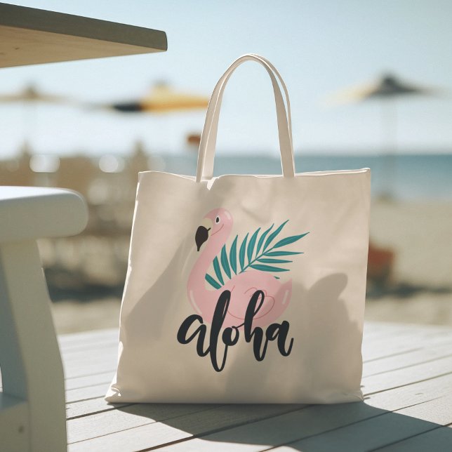 Hola verano con la bolsa de tocador tropical Flami (hello summer, beach tote bag, vacation tote bag, school tote bag, colorful typography, gift for her)