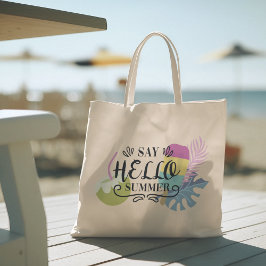 Hola verano con tipografía Bolsa de Tote tropical