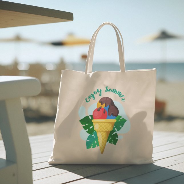 Hola verano con tipografía Bolsa de Tote tropical (hello summer, beach tote bag, vacation tote bag, school tote bag, colorful typography, gift for her)