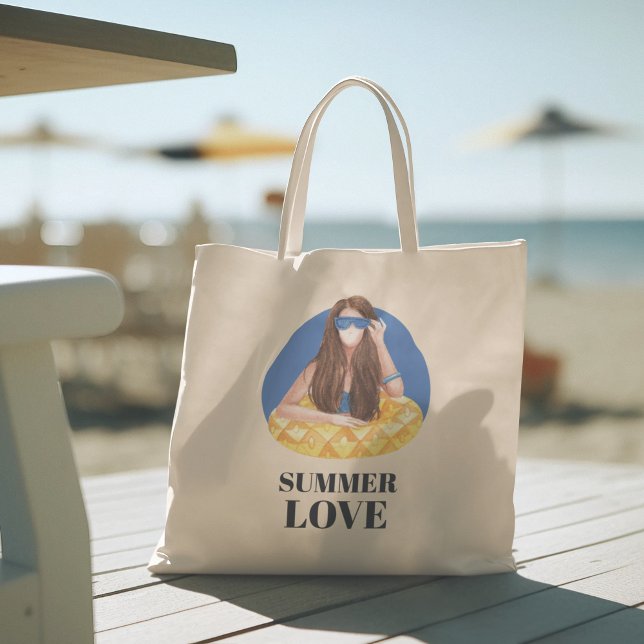 Hola verano con tipografía Bolsa de Tote tropical (hello summer, beach tote bag, vacation tote bag, school tote bag, colorful typography, gift for her)