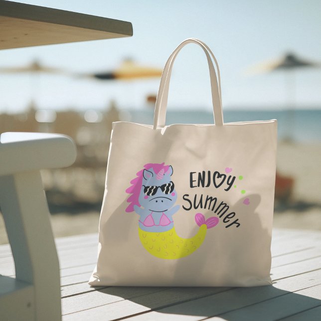 Hola verano con tipografía Bolsa de Tote tropical (hello summer, beach tote bag, vacation tote bag, school tote bag, colorful typography, gift for her)