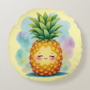Hola Verano Feliz Almohada Redonda de Piña