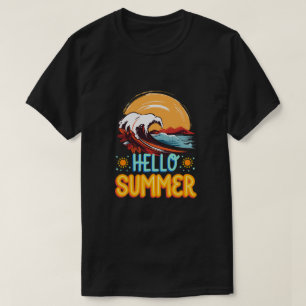 Hola Verano – Ola Retro y Camiseta de Playa al Ata