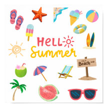 Hola Verano – Póster de pared brillante y alegre