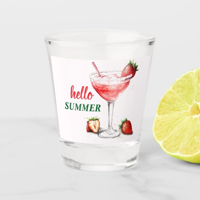 Hola Verano | Vaso de Chupito de Cóctel de Fresa (Anverso)