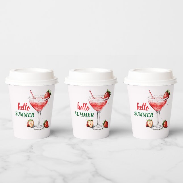 Hola Verano | Vaso de Papel Cóctel de Fresa (Multi)