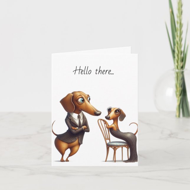 Hola Wiener Dog Tarjeta de felicitación (Anverso)