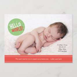 Hola World Baby Invitación Card 5 x 7"