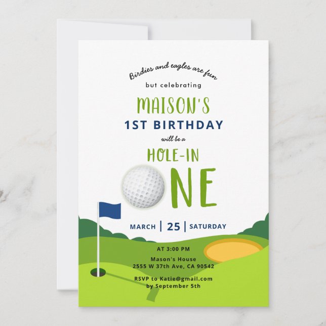 Hole In One Golf Birthday Par-tee Invitación (Anverso)