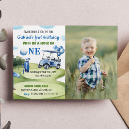 Hole In One Golf Boy Invitación al primer cumpleañ