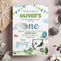 Hole In One Golf Boy Invitación al primer cumpleañ