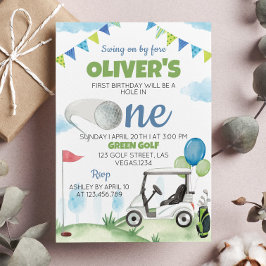 Hole In One Golf Boy Invitación al primer cumpleañ