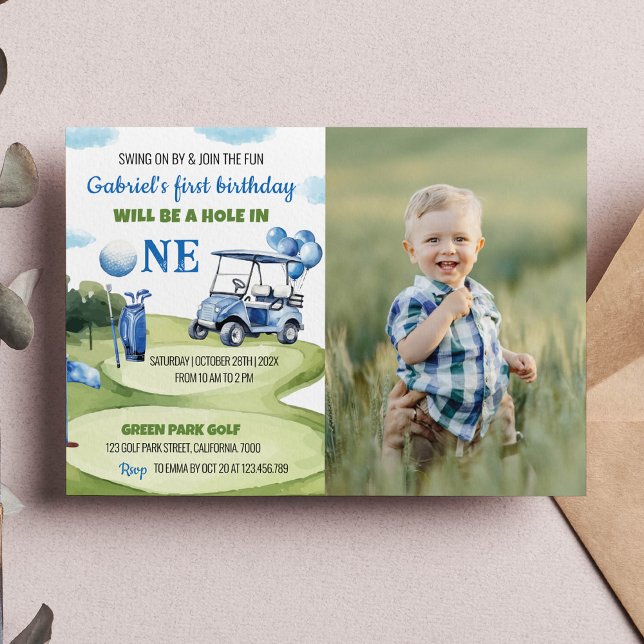 Hole In One Golf Boy Invitación al primer cumpleañ (Subido por el creador)