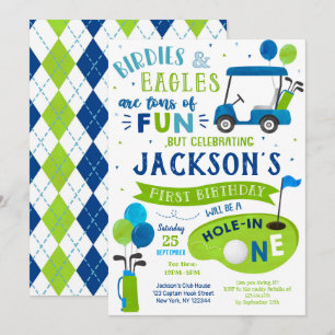 Hole In One Golf First Birthday Par-Tee Invitación