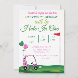 Hole y un golf 1er cumpleaños Invitación Par-tee