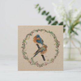 Holiday Bluebirds Pareja Watercolor Art