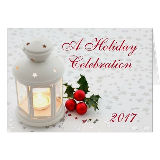 Holiday Christmas Lantern Party Invitation Company Tarjeta