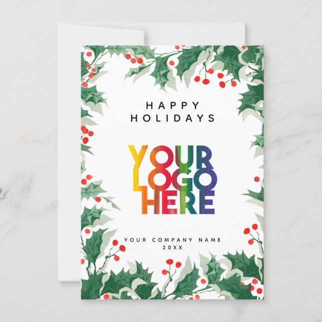 Holiday Corporate Business Logo Christmas Card (Anverso)