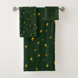 Holiday Green Yellow Stripe Star Christmas 