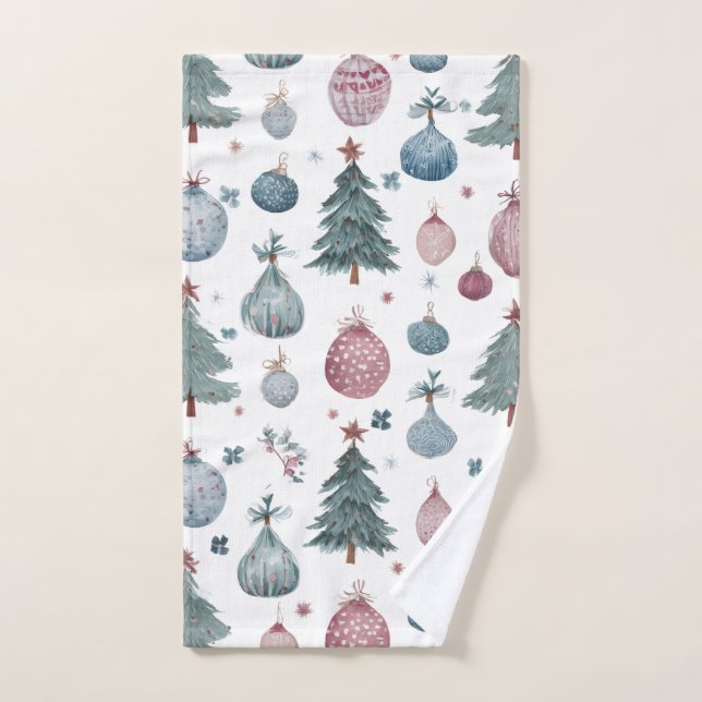 Holiday Hand Towel with Watercolor Festive Design (Toalla de mano)