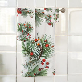 Holiday Red Berries & Pine Design