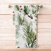 Holiday Red Berries & Pine Design
