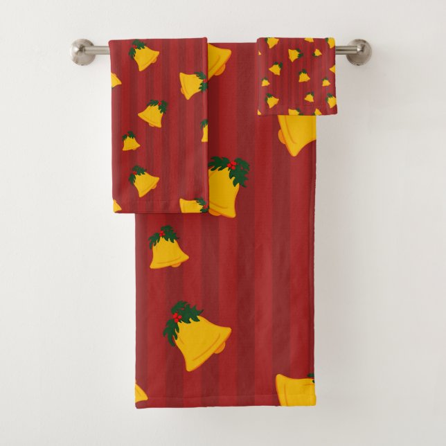 Holiday Red Gold Stripe Bells Christmas (In situ)