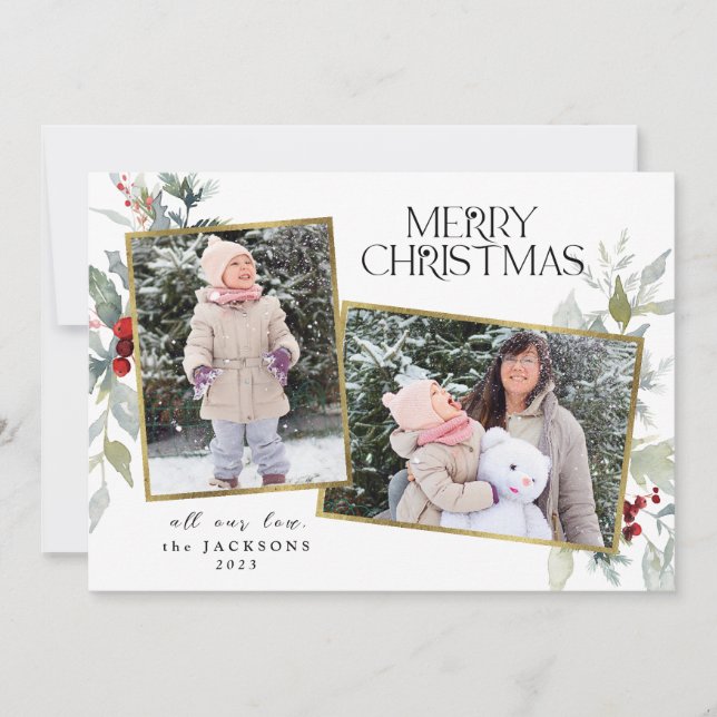 Holly Berries Feliz Navidad 2 Collage de fotos (Anverso)