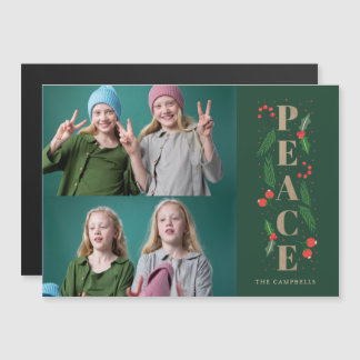 Holly Berry Gold Peace Photo Tarjeta magnética de