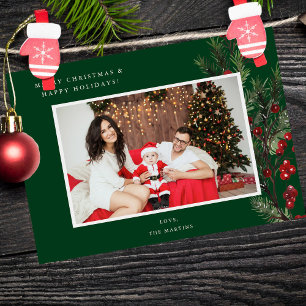 Holly Berry H Photo Holiday o Navidades - Verde