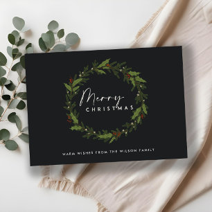 HOLLY BERRY MODERNA BLACK WREATY MERRY NAVIDAD