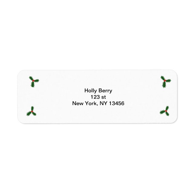Holly Berry Navidad Etiqueta de retorno (Frente)