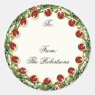 Holly Berry Wreath w Jewels Etiquetas de regalo de