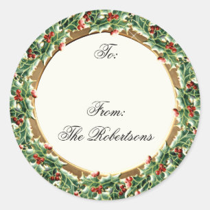 Holly Berry Wreath w Jewels Etiquetas de regalo de