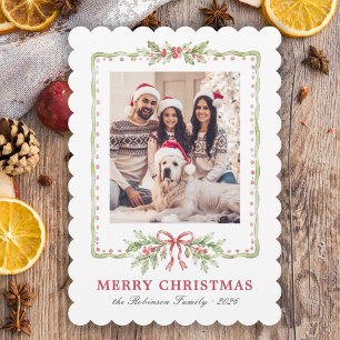Holly Bow Verdura 1 Foto Navidad Familia