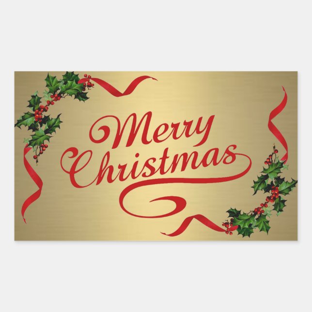 Holly con cintas sobre el Pegatina del oro (Anverso)