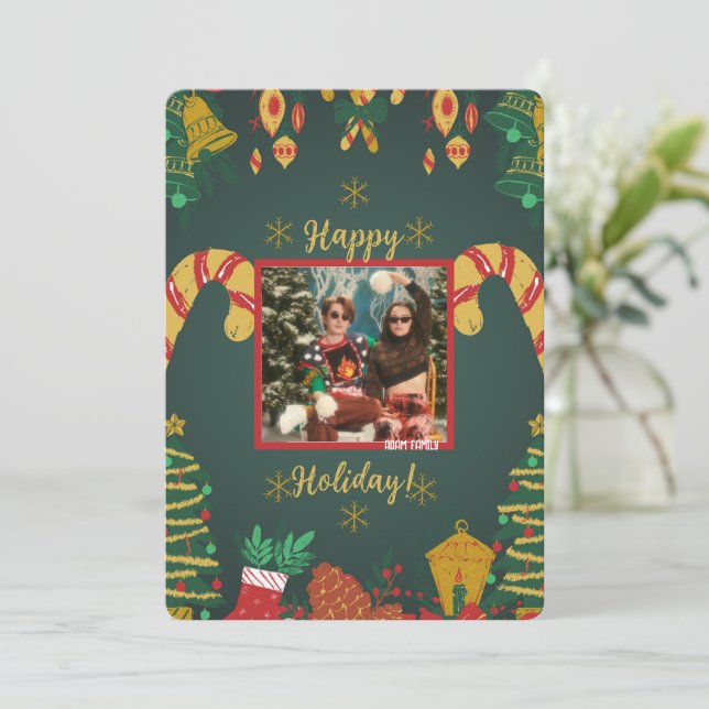 Holly Days | Tarjetas navideñas de festividades co (Anverso de pie)
